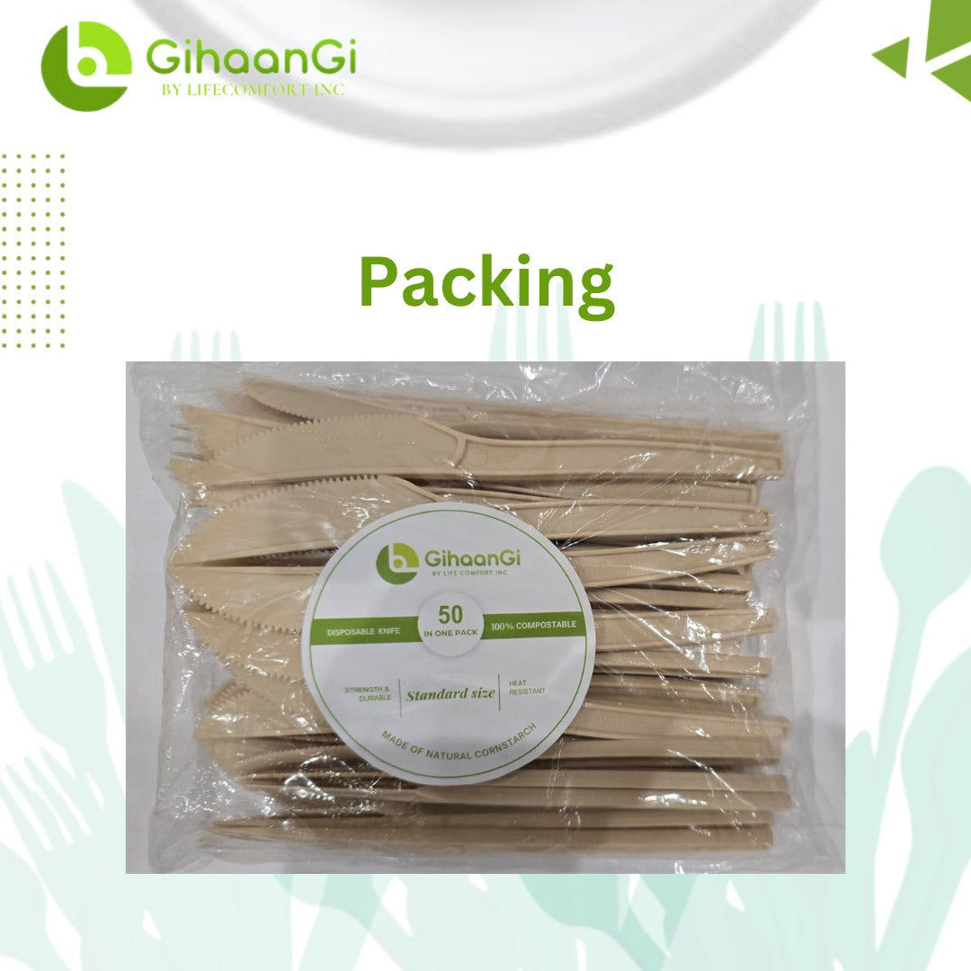 Disposable Cornstarch Knife (Brown)