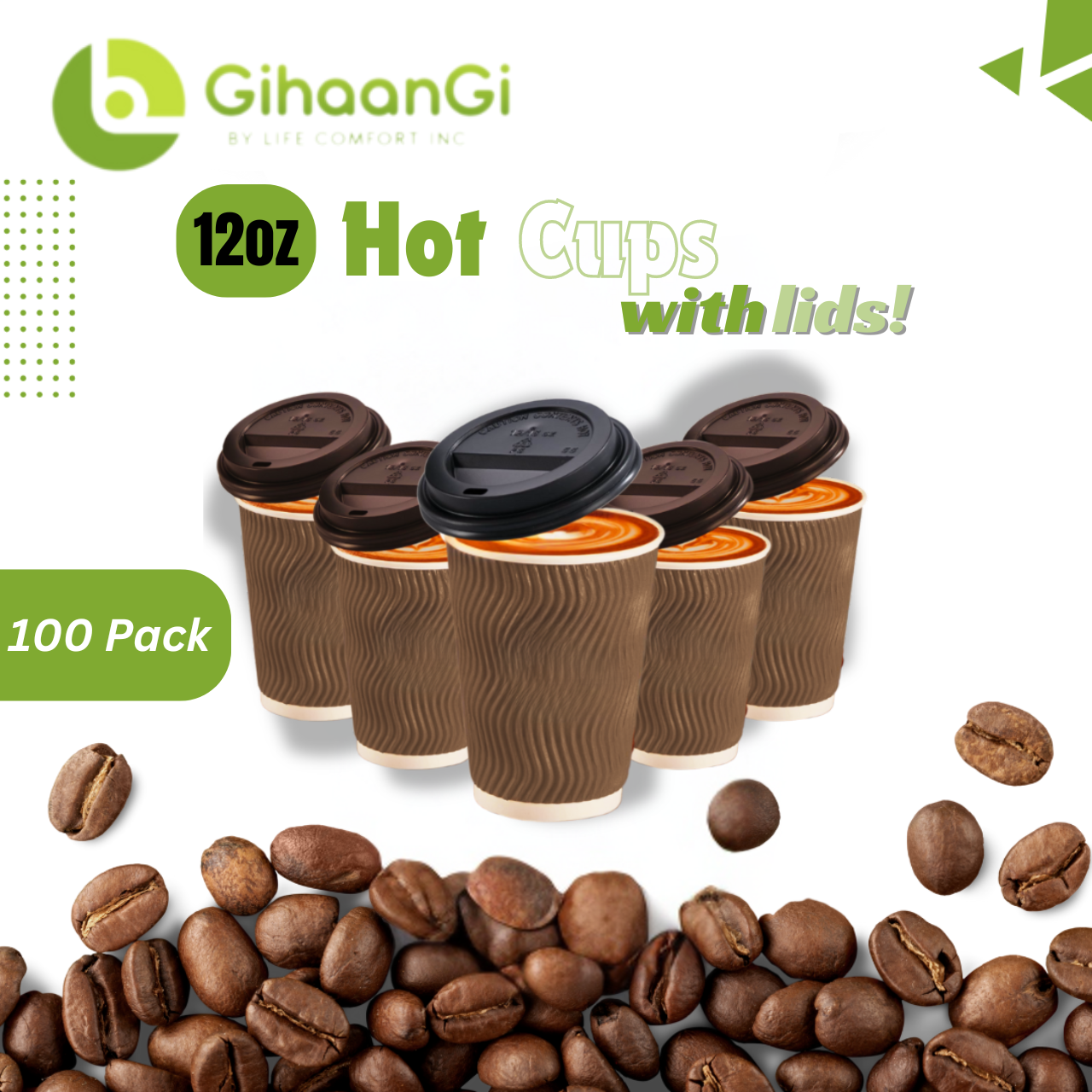 Coffee/Tea cups 12oz with lid  | Triple layered | Made of high quality paper | 100% Safe