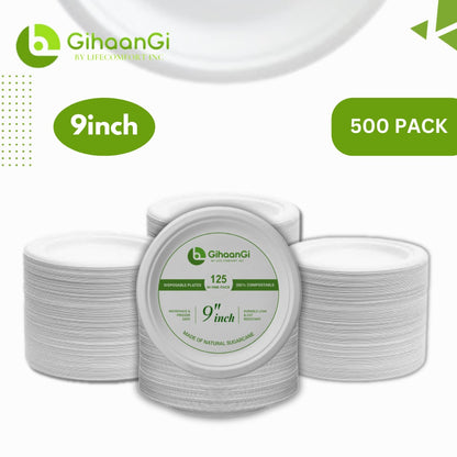 White Disposable Plates | 9" inch | High-quality Product | Pack of 500