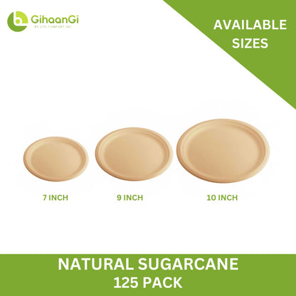 Natural Disposable Plates | 9 inch | 100% Natural | Pack of 500