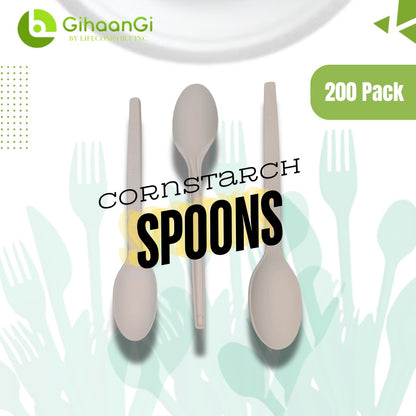 White Disposable Spoons | Made of Cornstarch | High-Quality | 100% Natural